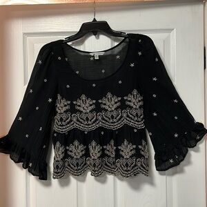 American Eagle Embroidered Bell Sleeve Top XS